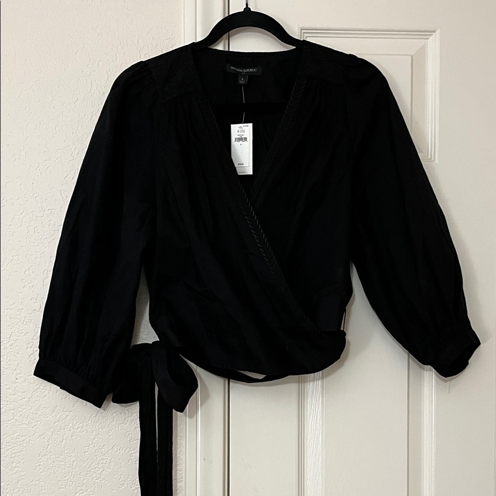 Banana Republic Factory Elegant Black Wrap Top